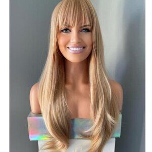 Long Blonde Wig Synthetic Wig 26 inch Wig with Bangs - Grace